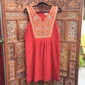 Lucky Brand Rust Saydee Embroidered Boho dress XL